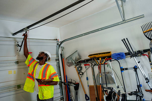 Professional Garage Door Panel Replacement technician working in Mercedes, TX